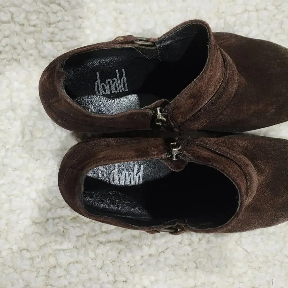 Donald J. PLINER Bakula chocolate brown suede leather boots size‎ 8